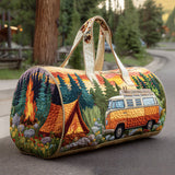 Hippie Camper Quilted Travel Bag Boho Weekender Overnight Luggage Large Hunting Becostume