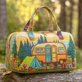 Hippie Bus Quilted Duffle Bag Foldable Carry on Weekender Overnight Bag Becostume