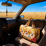 Hippie Van Cute Puppy Design Quilted Duffle Bag Overnight Travel Bag Becostume