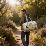 Hippie Wildroad Duffle Bag Block Print Canvas Gym Weekender Tote Duffle Bag Folding Garment Duffle Bag