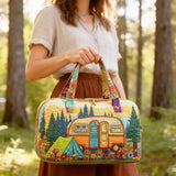 Hippie Bus Quilted Duffle Bag Foldable Carry on Weekender Overnight Bag Becostume