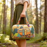Hippie Bus Quilted Duffle Bag Foldable Carry on Weekender Overnight Bag Becostume