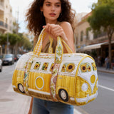 Boho Away Duffle Bag Hippie Van Quilted Duffle Bag Bus Quilted Duffle Bag Becostume