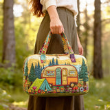 Hippie Bus Quilted Duffle Bag Foldable Carry on Weekender Overnight Bag Becostume
