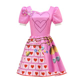 Bridget Pink Dress Descendants Queen of Hearts Cosplay Costume Halloween Suit