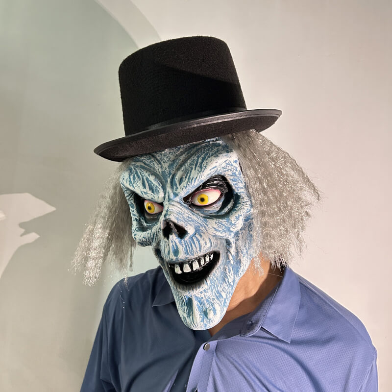 Hatbox Ghost Mask Haunted Mansion Hatbox Ghost Halloween Costume with Hat, M / Male / Full Set(without Mask)