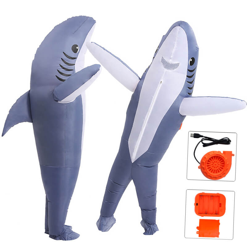 Inflatable Shark Costume Kids Adults Halloween Funny Blow Up Inflatabl ...