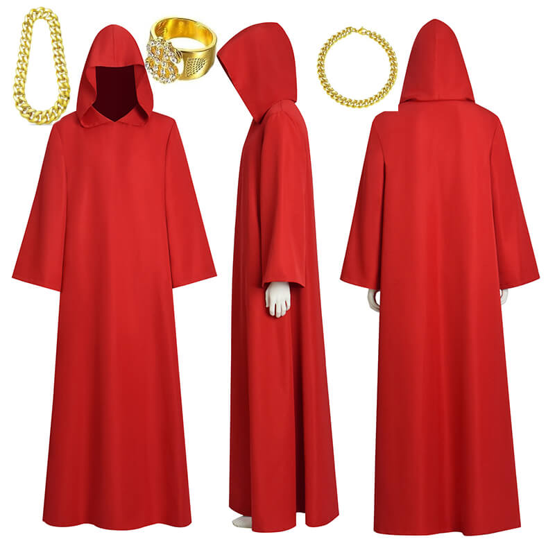 Shadow Wizard Money Gang Costume Robe with Hooded Red Halloween Cloak ...