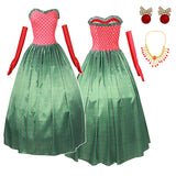 Martha May Whovier Cosplay Costume Christmas Grinch Dress Earrings Necklace Christmas Party Suit