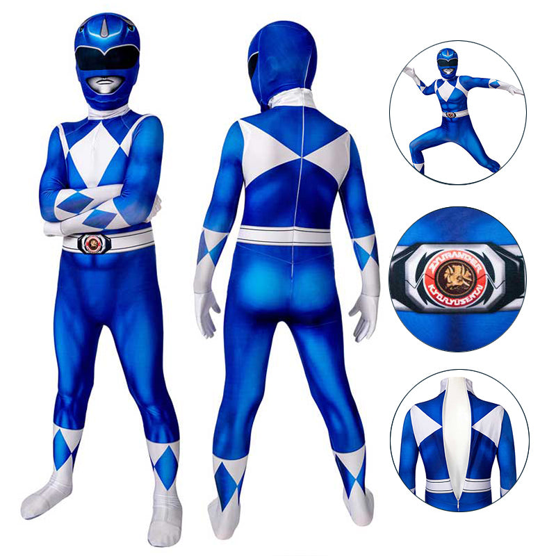 Graphite Ranger Suit Kids Blue Power Rangers Jumpsuit Kids Blue Ranger Cosplay Costume Halloween ...