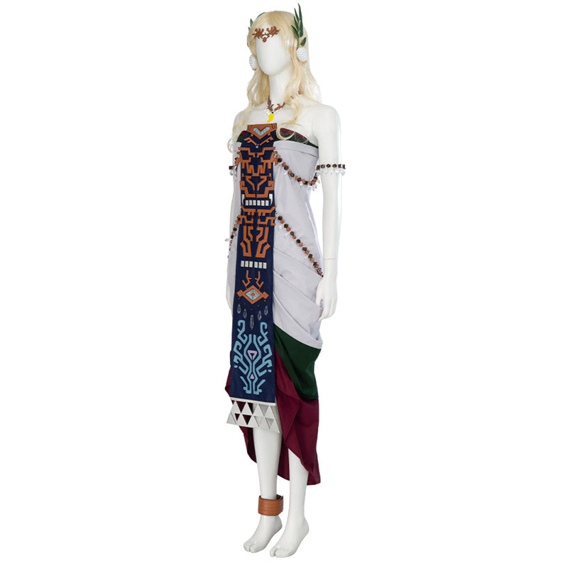 princess zelda dress totk Princess Zelda Costume TOTK Zelda Zonai Dress Cosplay Costume Easy Version, XXL / Full Set(without Wigs&Elf Ear)