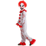 Red Blood Thriller Clown Cosplay Fear of Clowns Costume Halloween Scared Mask Jumpsuit