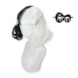 Cruella De Vil Black and White Wig with Mask For Cruella Deville Cosplay Becostume