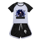 Wednesday Addams Sports Suit Nevermore Academy Sportswear T-shirt Shorts For Kids Summer